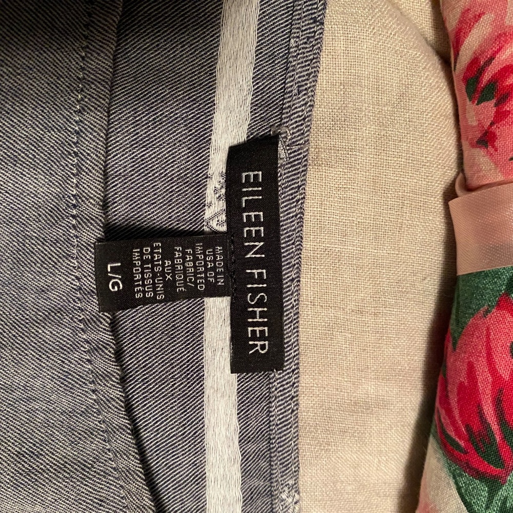 Eileen Fisher gray cotton tunic top with inseam pockets - Picture 3 of 4